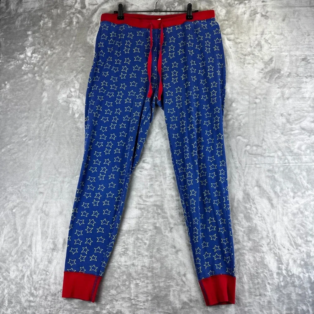 Hanna Andersson Pajama Pants Kids L Blue Star Wonder Woman Organic Cotton (1483)